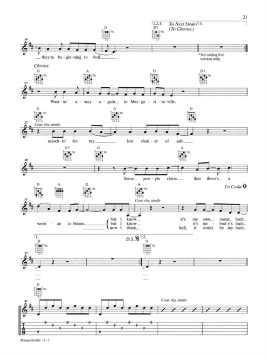 Margaritaville by Jimmy Buffett Banjo Digital Sheet Music Sheet