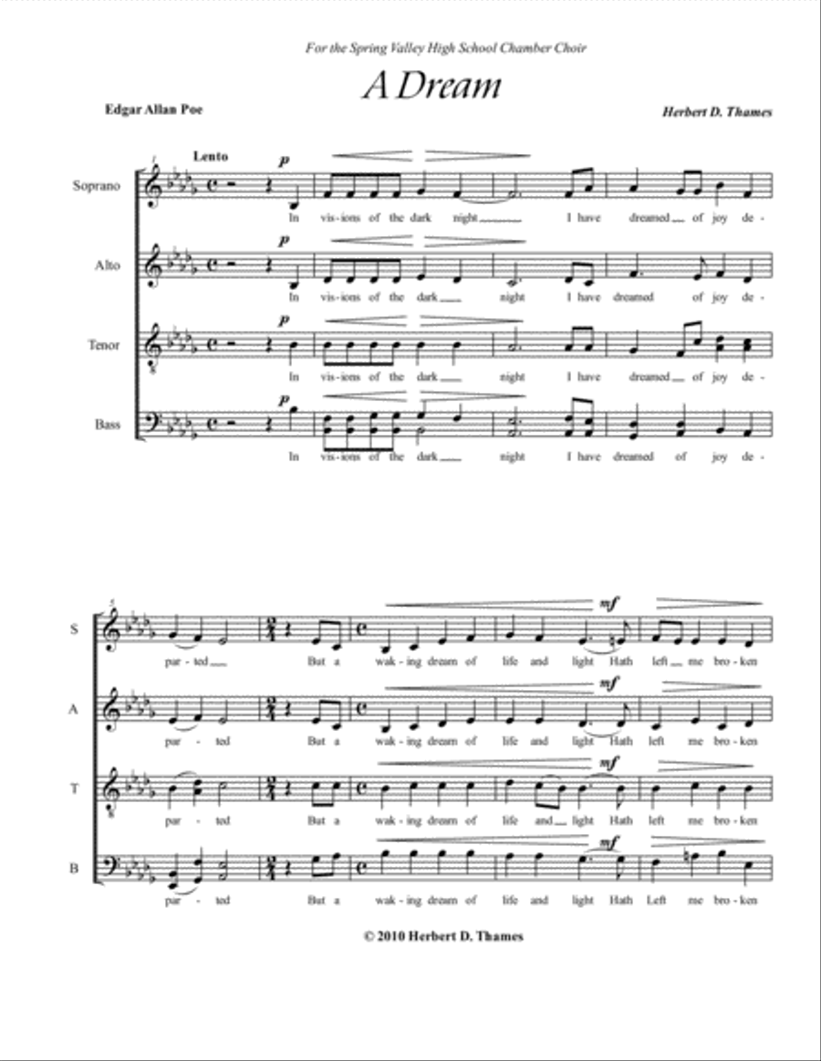 A Dream 4-Part scores gallery preview page 3