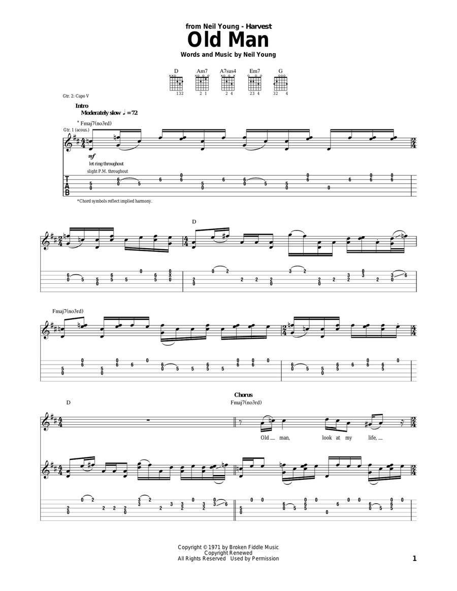 Old Man Acoustic Guitar scores gallery preview page 1