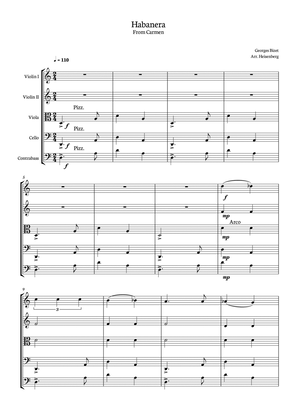 Habanera - Georges Bizet (Carmen) for String Quintet in a easy version - Score and parts