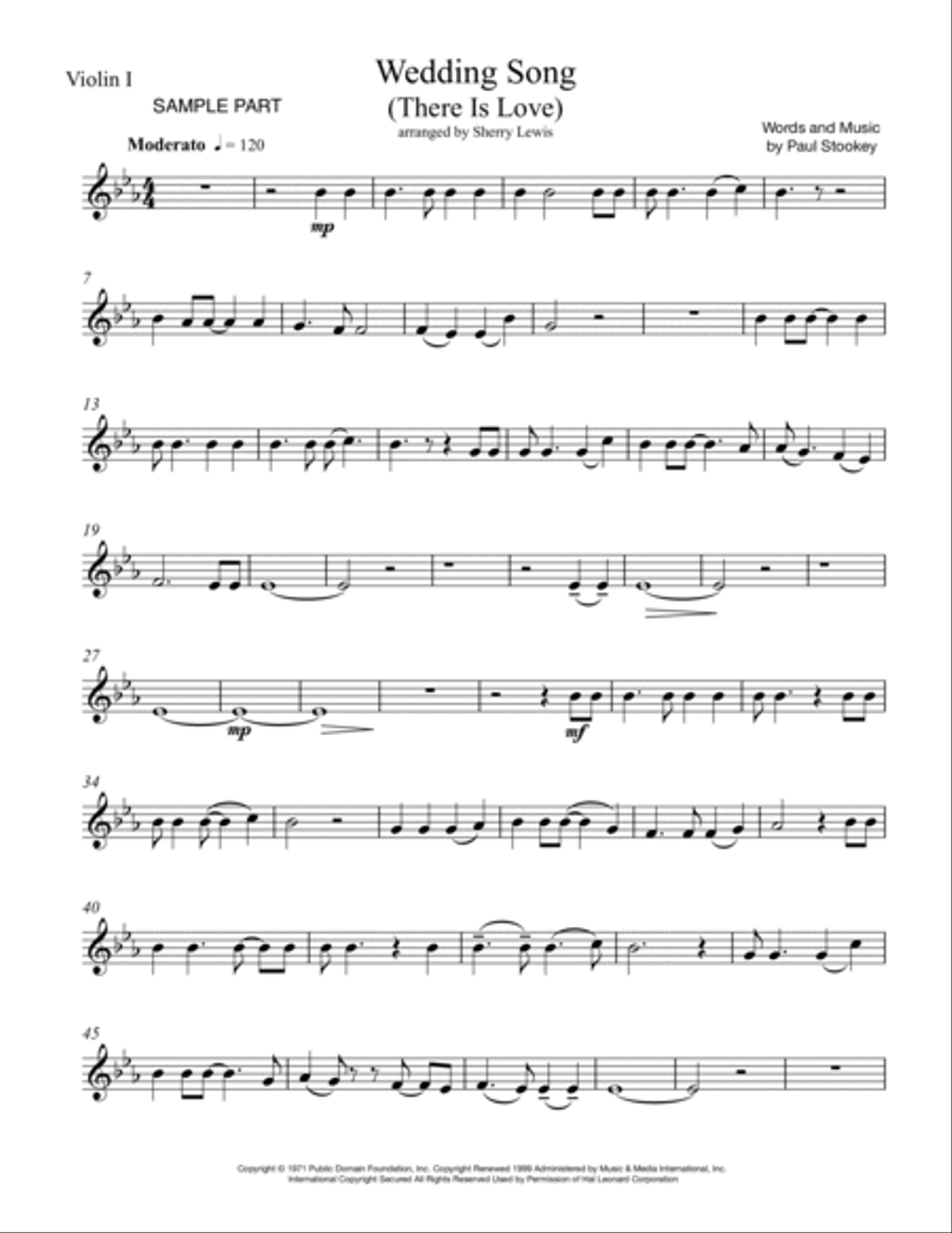Wedding Song (there Is Love) String Quartet scores gallery preview page 5