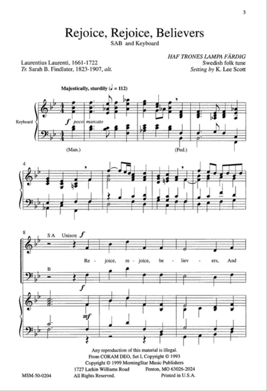 Rejoice, Rejoice, Believers 3-Part scores gallery preview page 1