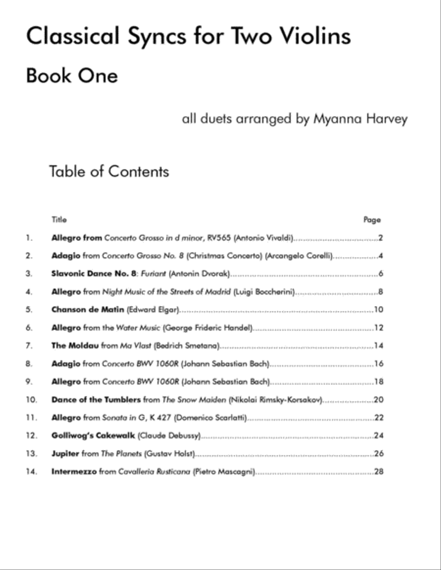 Classical Syncs for Two Violins, Book One Violin scores gallery preview page 2