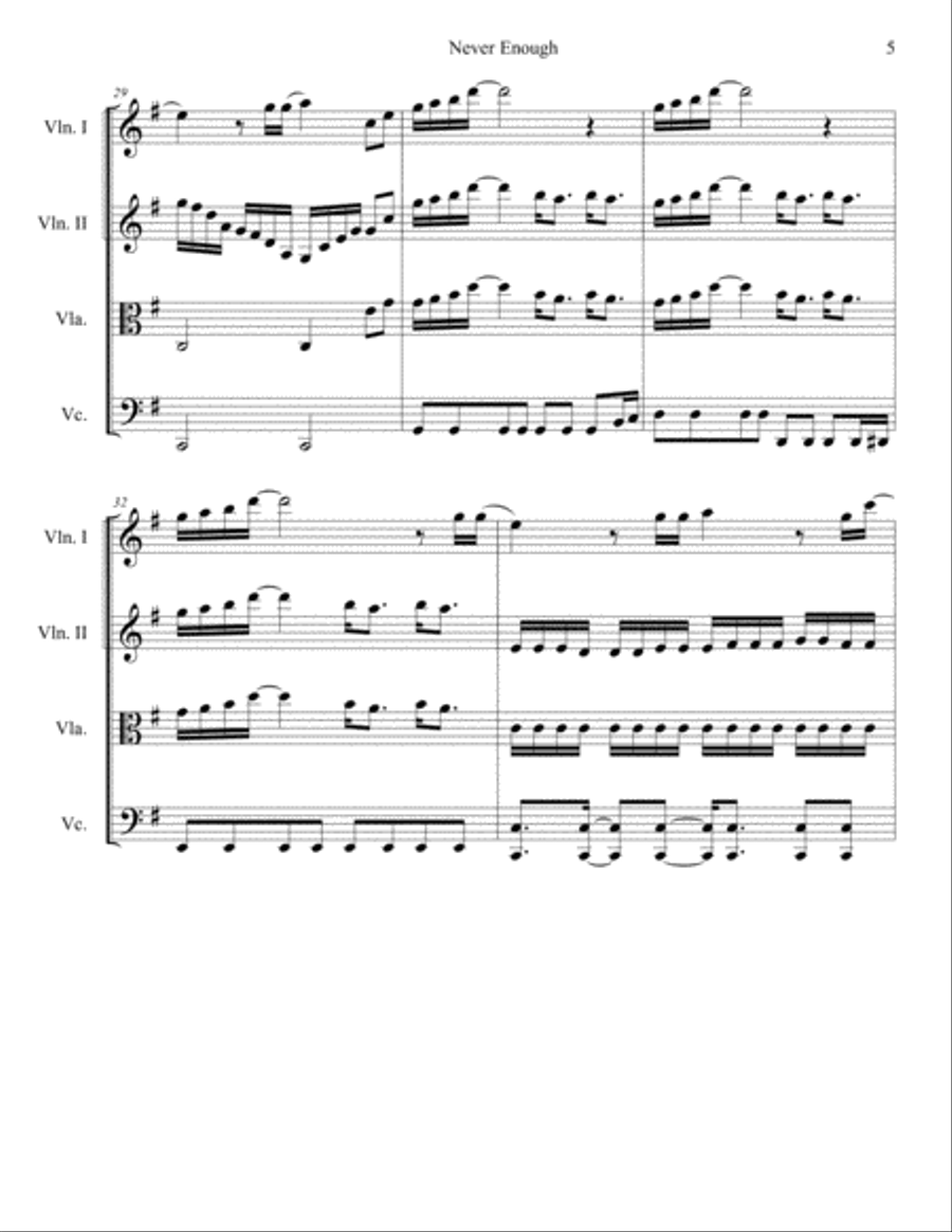 Never Enough String Quartet scores gallery preview page 5