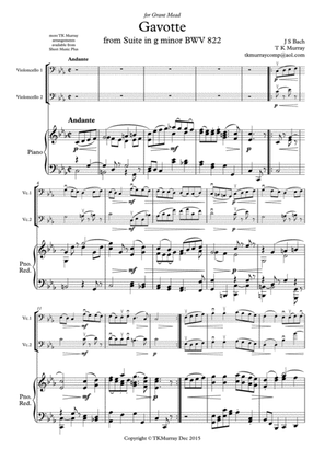 Book cover for Bach - Gavotte in C Minor - 2nd. Cello Part & New Piano Part - Suzuki Bk.3