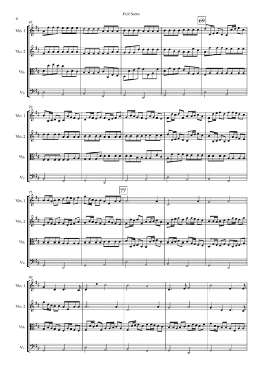 Canon in D Major (Johann Pachelbel) for String Quartet String Quartet scores gallery preview page 4