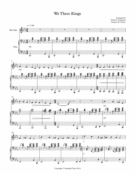 We Three Kings for Alto Sax Solo with Piano Accompaniment image number null