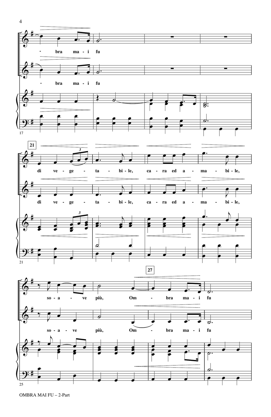 Ombra Mai Fu (from Serse) (arr. Henry Leck) 2-Part scores gallery preview page 2