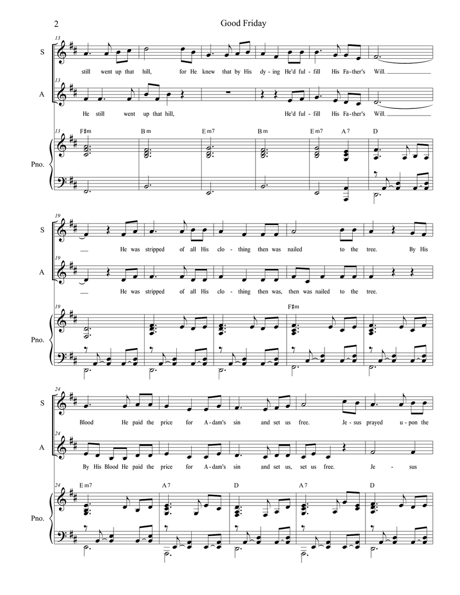 Good Friday (Duet for Soprano and Alto Solo) Alto Voice scores gallery preview page 2