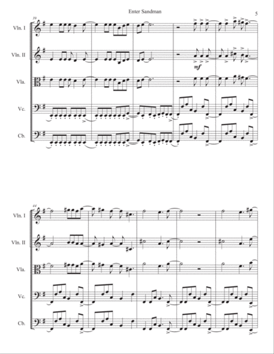Enter Sandman Enter Sandman Cello scores gallery preview page 5