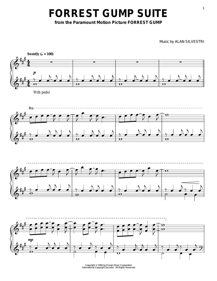 Forrest Gump Suite Piano Solo scores gallery preview page 1