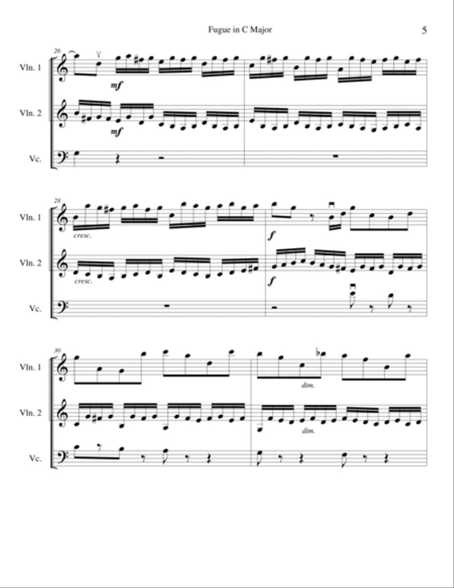 Fugue in C Major String Trio scores gallery preview page 5