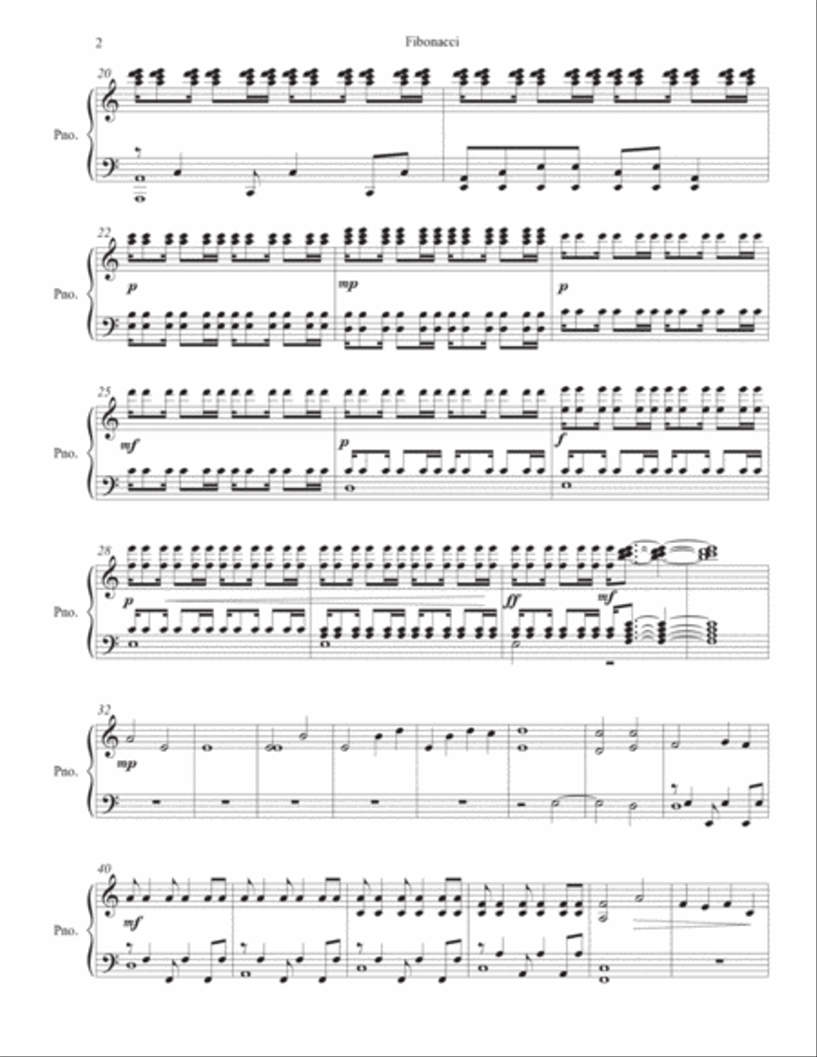 Fibonacci Piano Solo scores gallery preview page 2