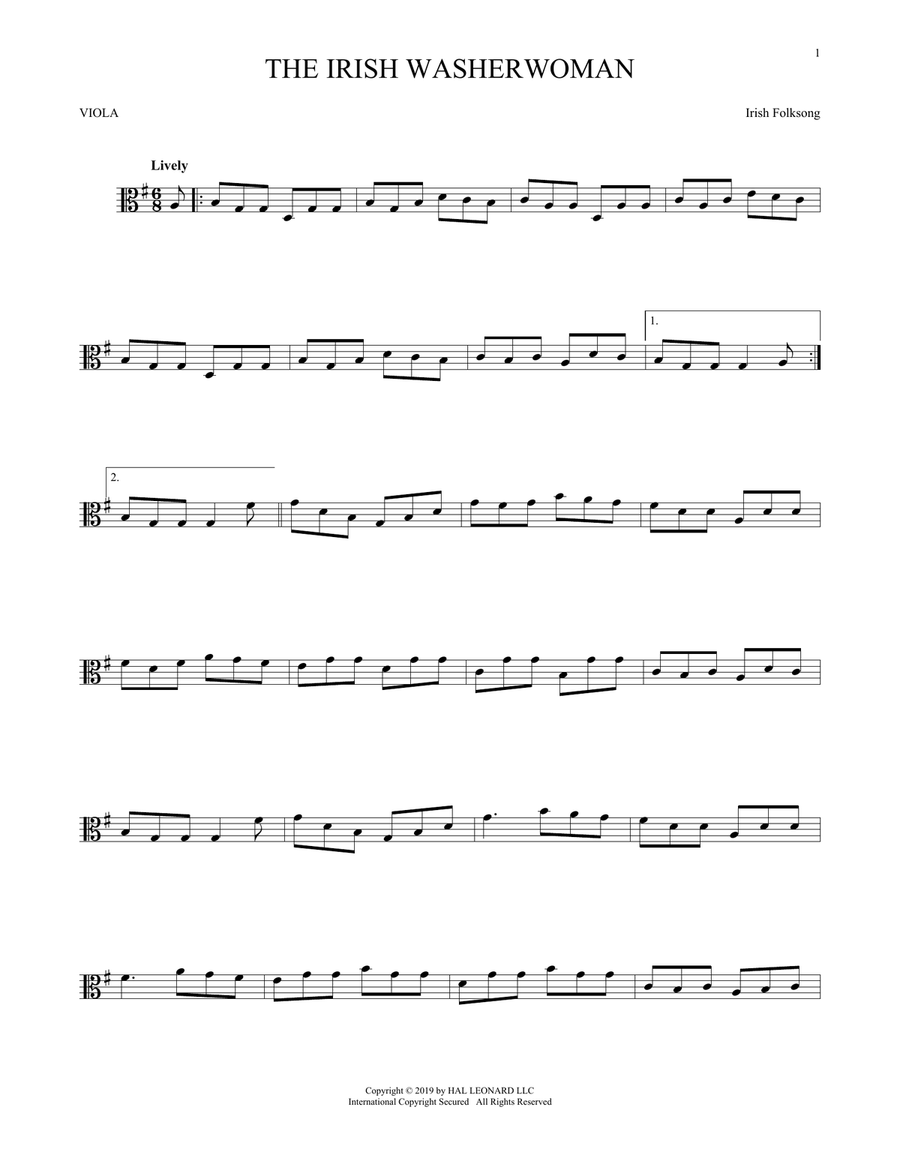 The Irish Washerwoman Viola Solo scores gallery preview page 1