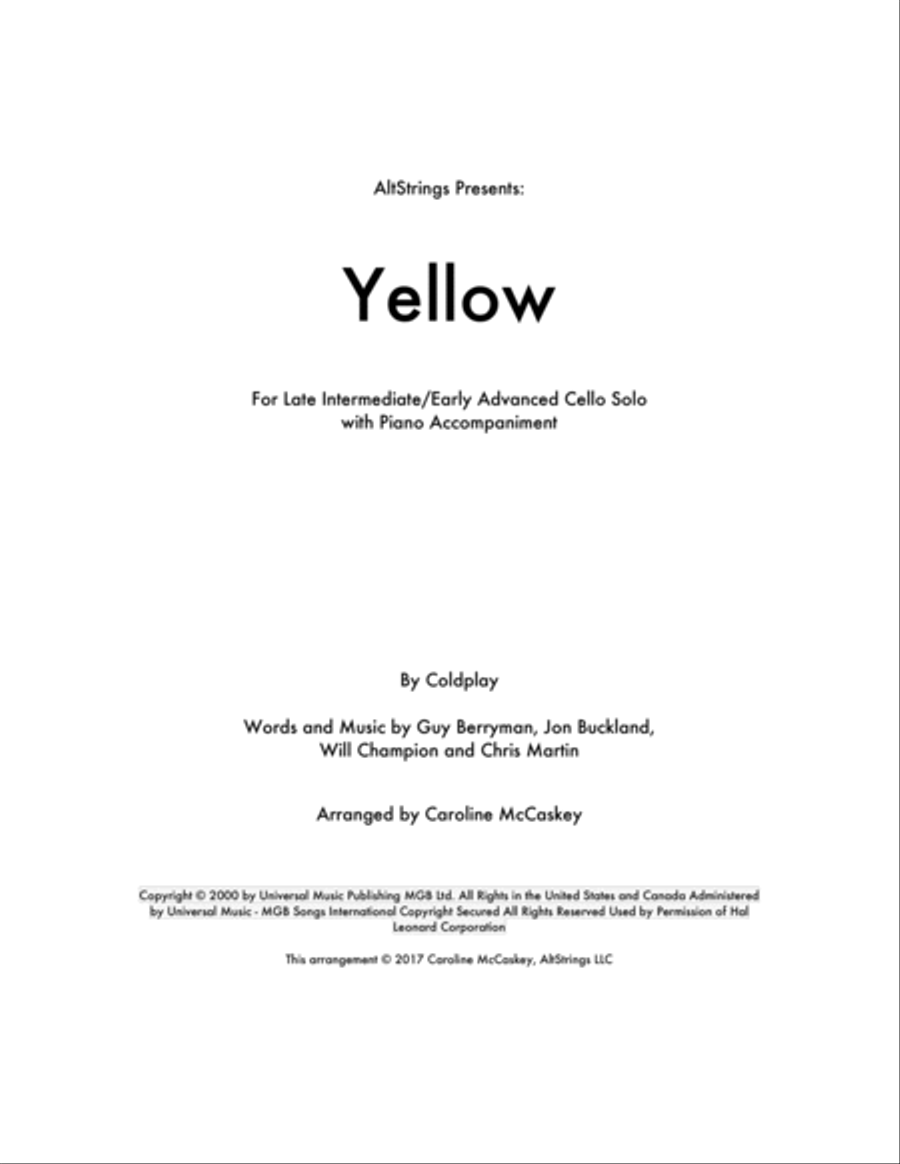 Yellow Yellow Piano scores gallery preview page 1