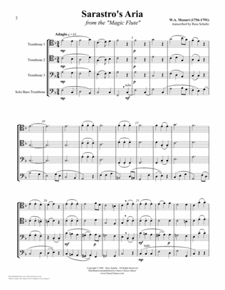 Book cover for Sarastro’s Aria from "The Magic Flute" for Trombone Quartet