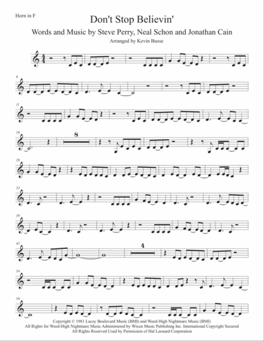 Don't Stop Believin' Horn Solo scores gallery preview page 1