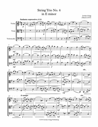 Book cover for String Trio No 4 in E minor