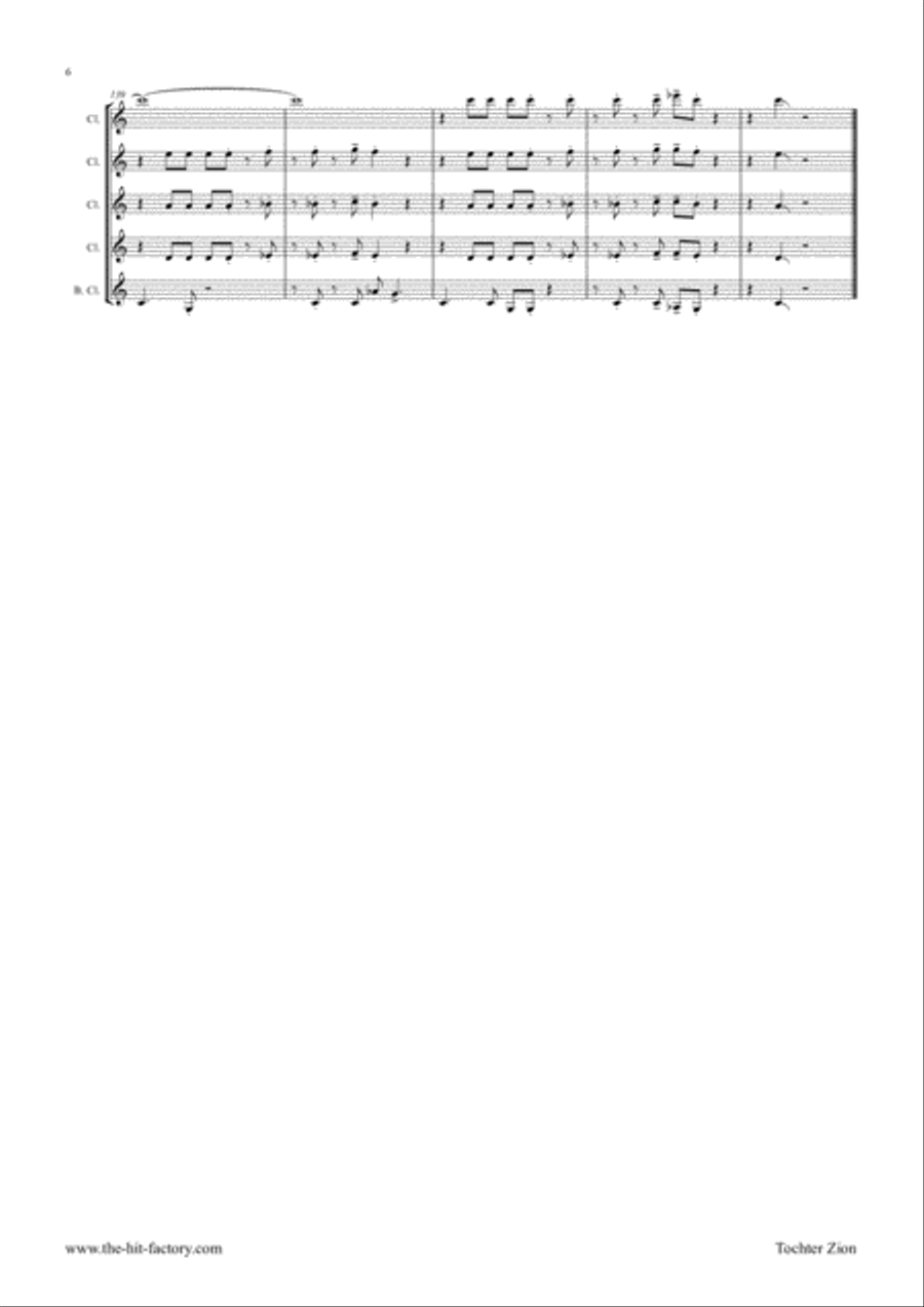 Tochter Zion - Choral & Shuffle - Clarinet Quintet Choir scores gallery preview page 6