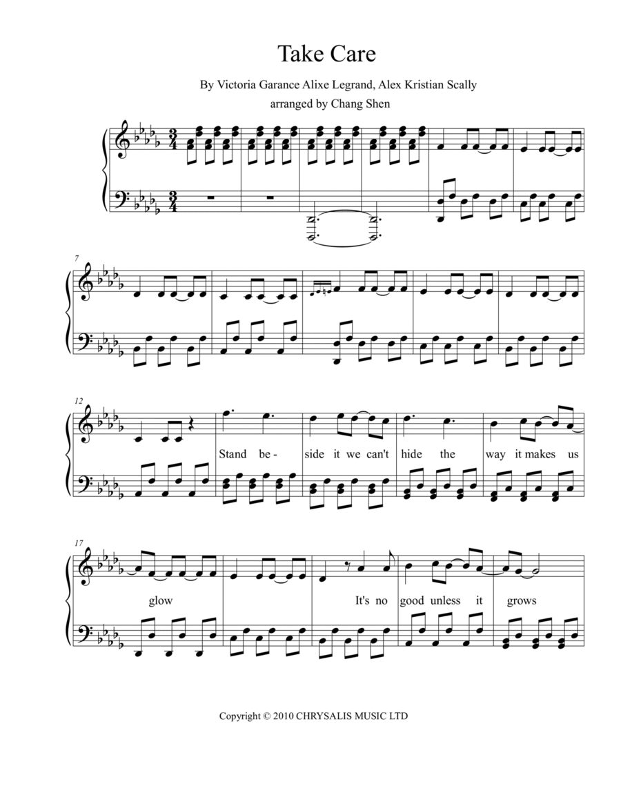 Take Care Take Care Voice scores gallery preview page 1