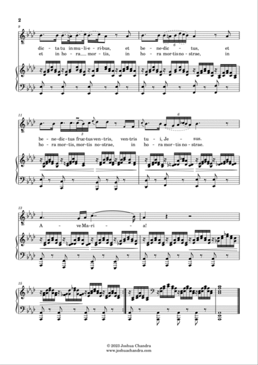 Ave Maria (Schubert) in A-Flat (Piano & Voice Parts in Latin) Voice scores gallery preview page 2