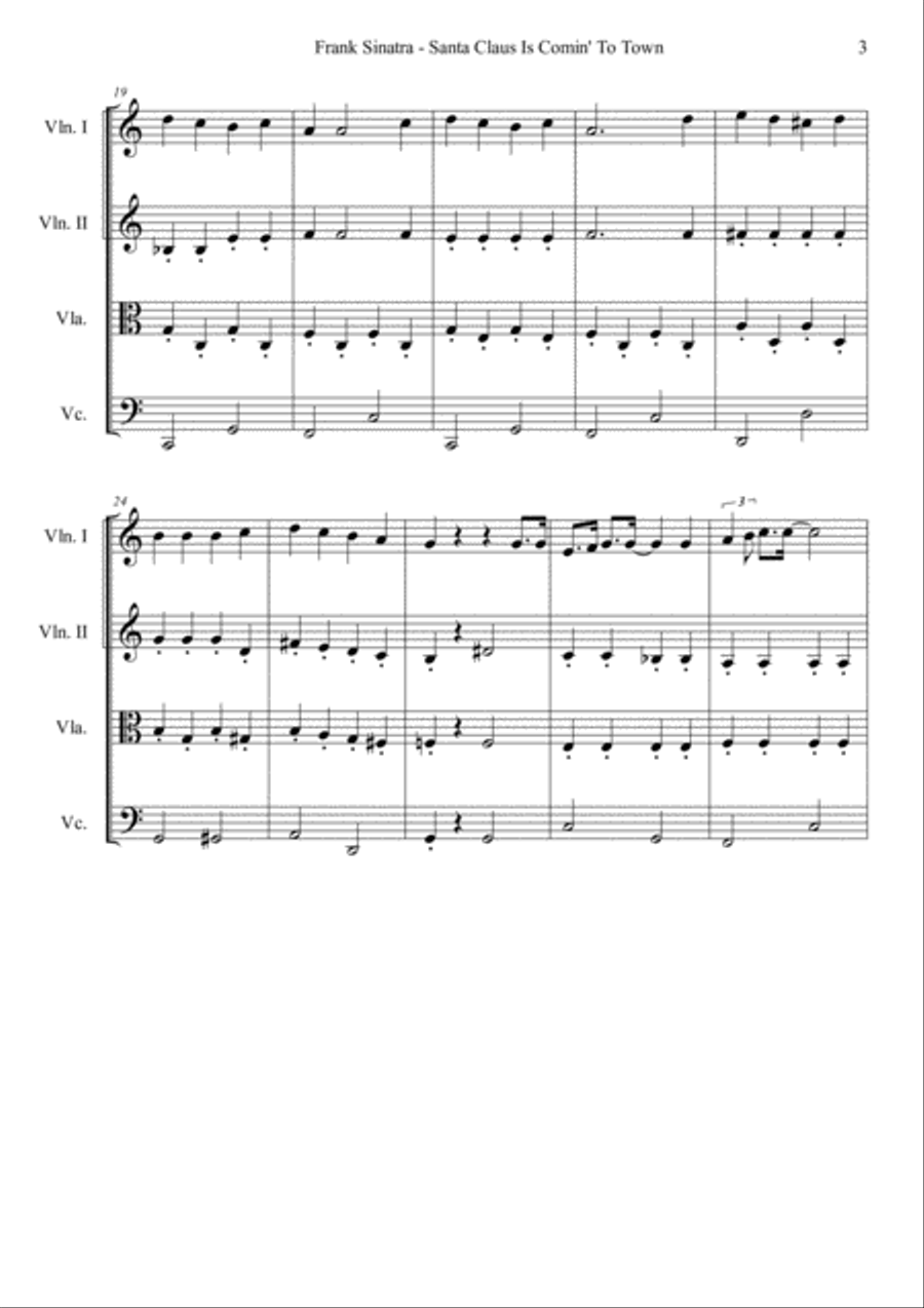 Santa Claus Is Comin' To Town String Quartet scores gallery preview page 4