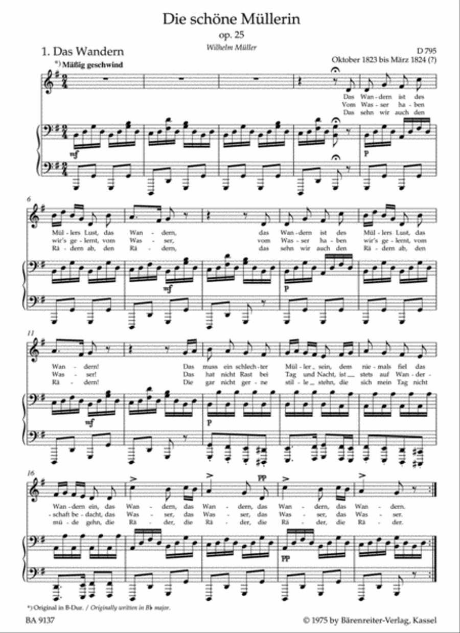 Die schone Mullerin, Op. 25 D 795 Medium Voice scores gallery preview page 2