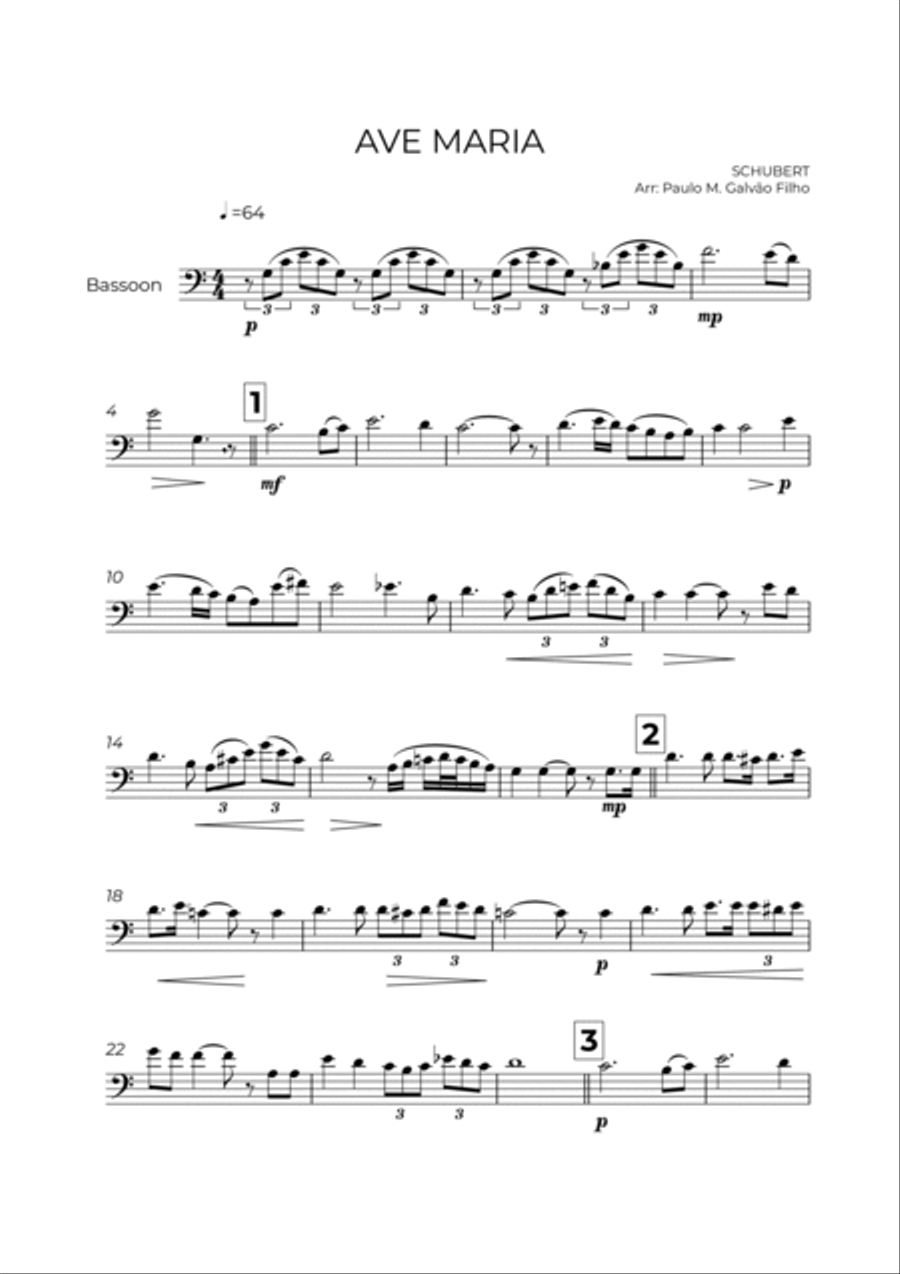 AVE MARIA - SCHUBERT – BASSOON SOLO Bassoon Solo scores gallery preview page 2