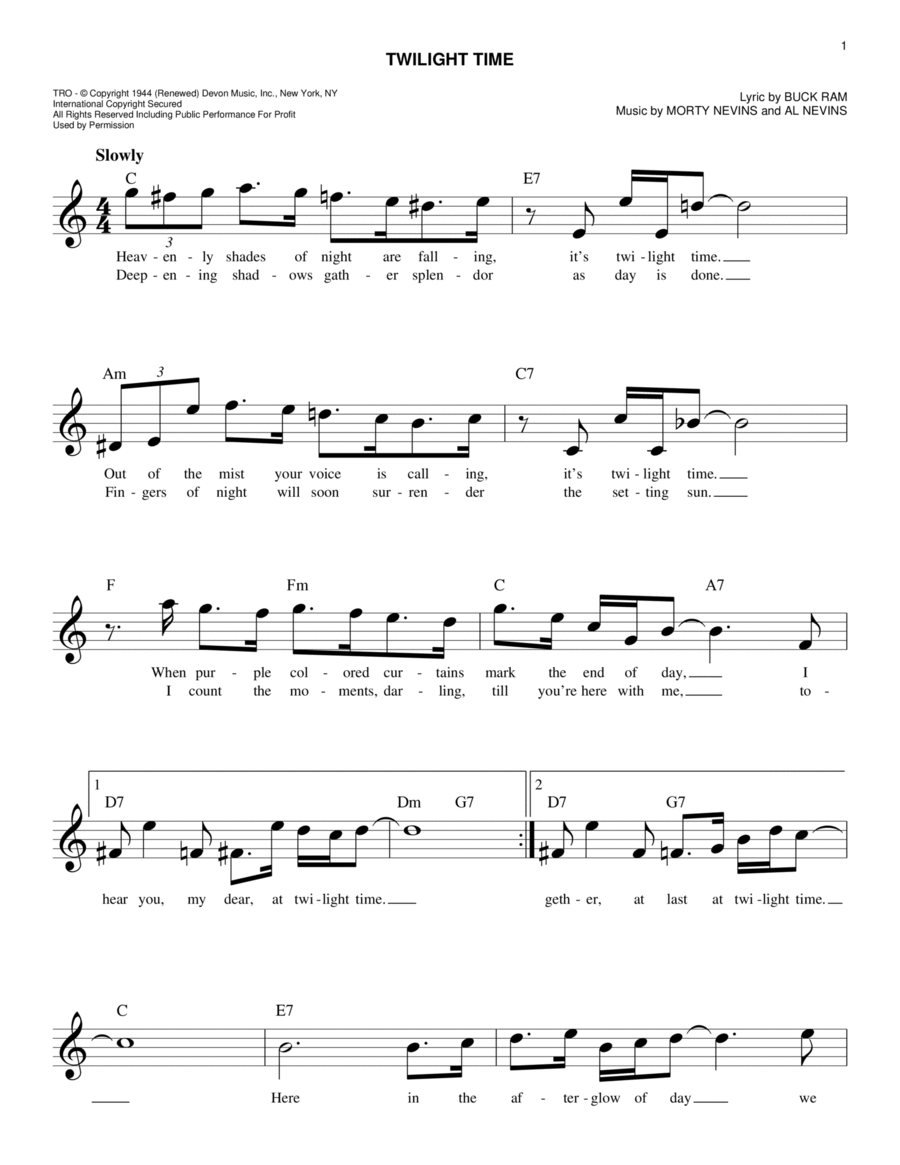 Twilight Time Twilight Time Piano scores gallery preview page 1