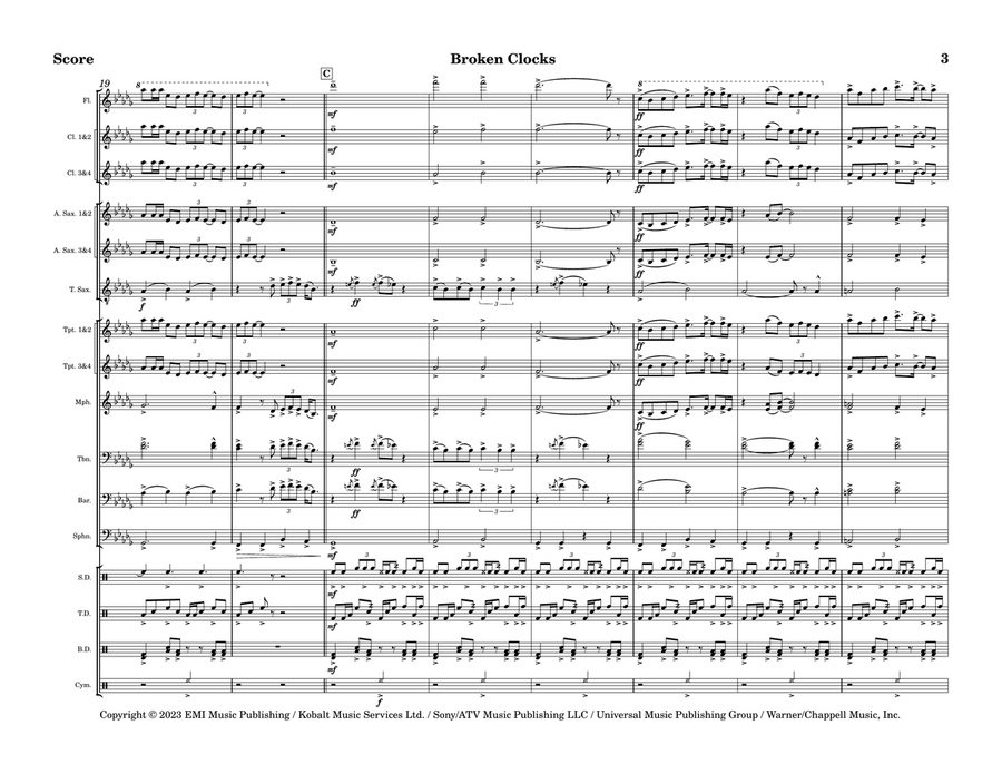 Broken Clocks Marching Band scores gallery preview page 3