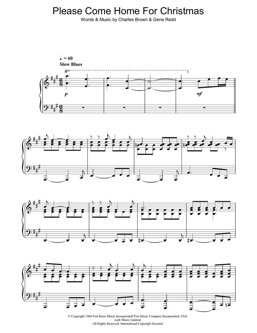 Please Come Home For Christmas Piano Solo scores gallery preview page 1