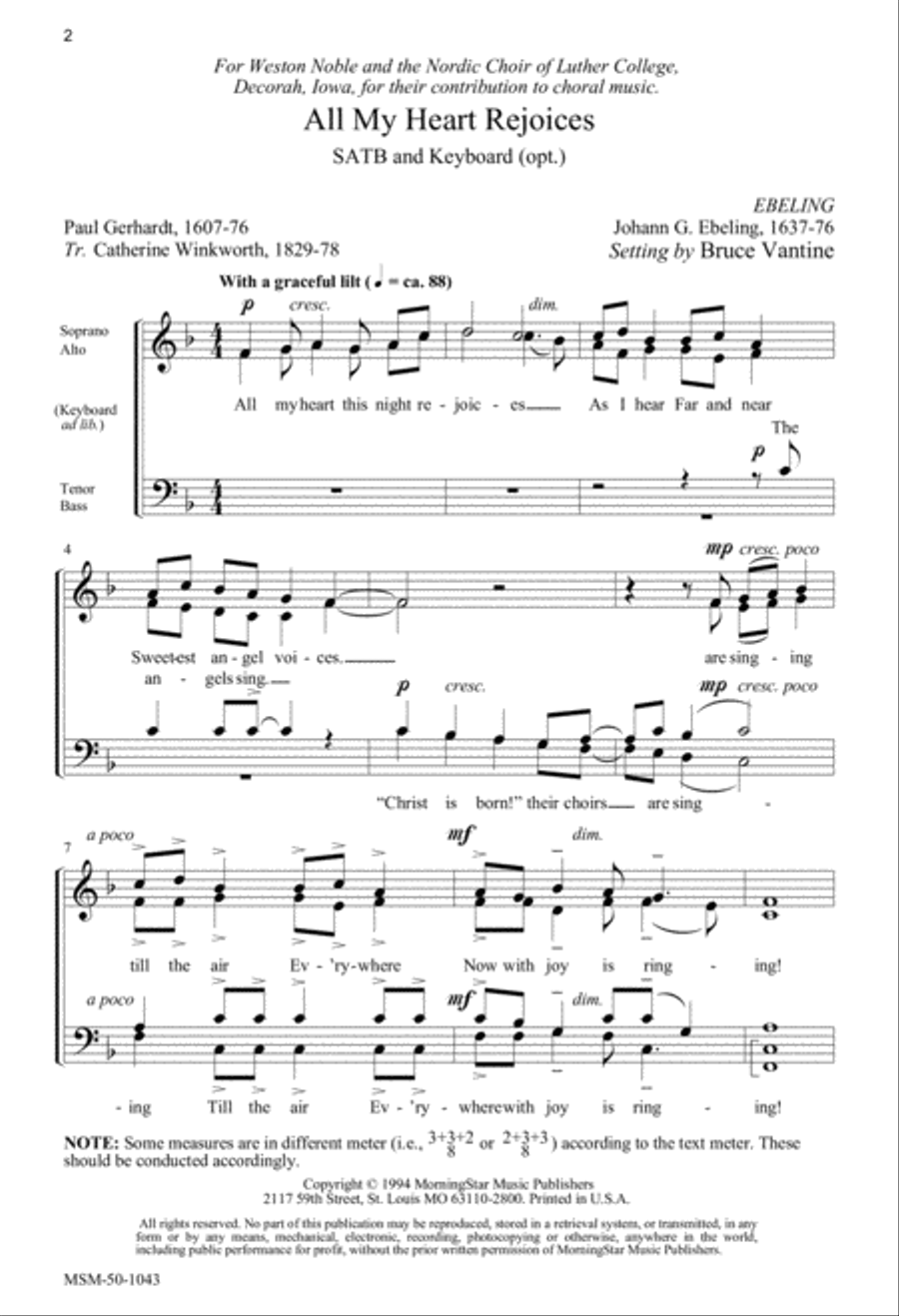 All My Heart Rejoices 4-Part scores gallery preview page 1