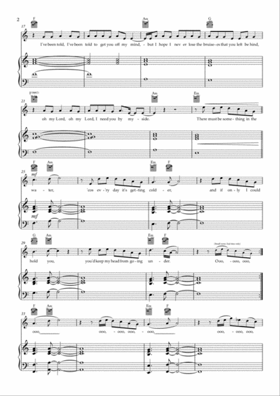 Bruises Piano, Vocal, Guitar scores gallery preview page 3