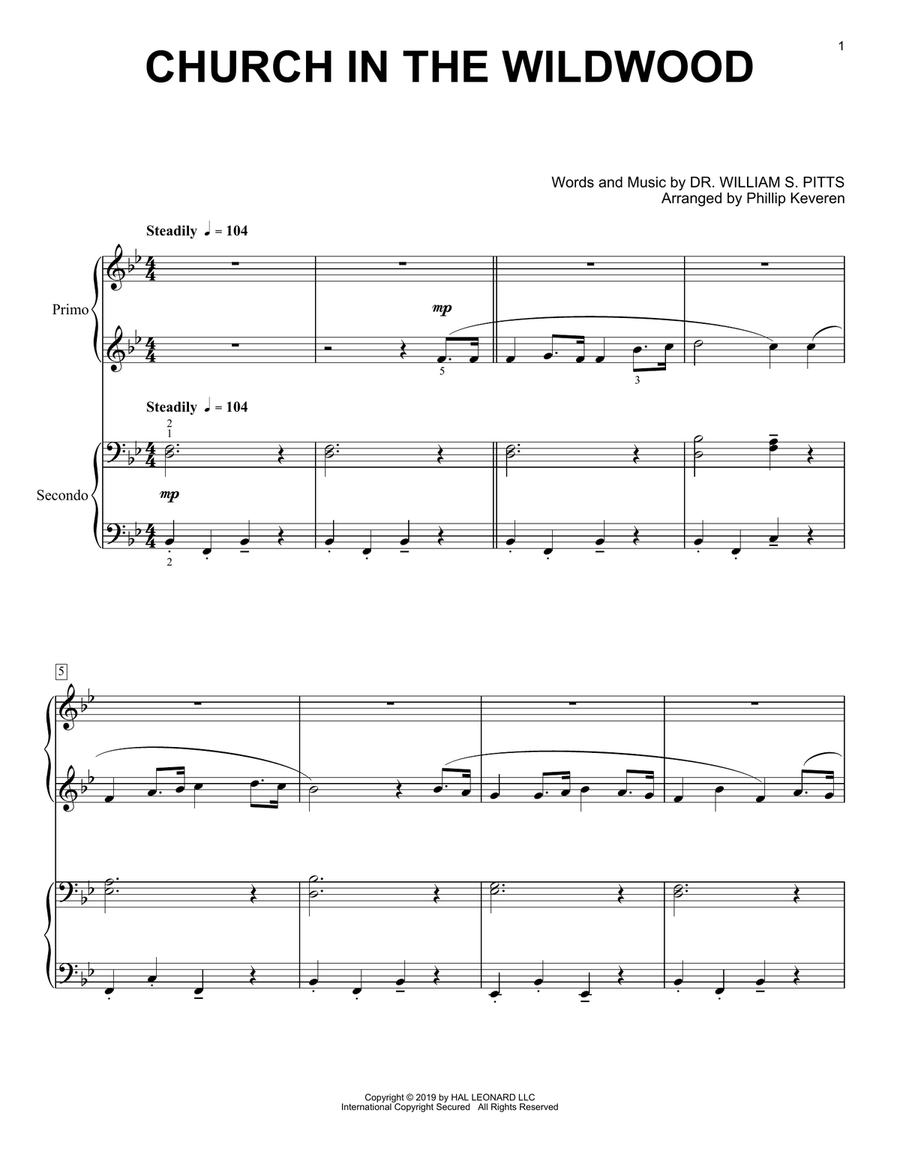 Church In The Wildwood (arr. Phillip Keveren) 1 Piano, 4-Hands scores gallery preview page 1
