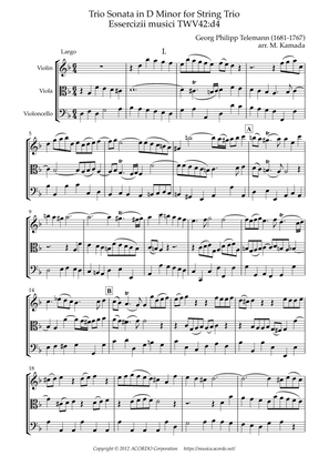 Trio Sonata in D Minor for String Trio Essercizii musici TWV42:d4
