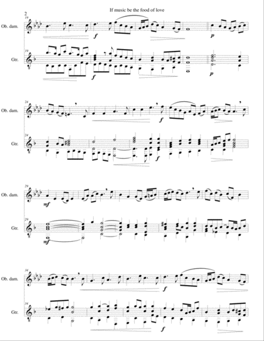 If music be the food of love for oboe d'amore and guitar Oboe scores gallery preview page 2