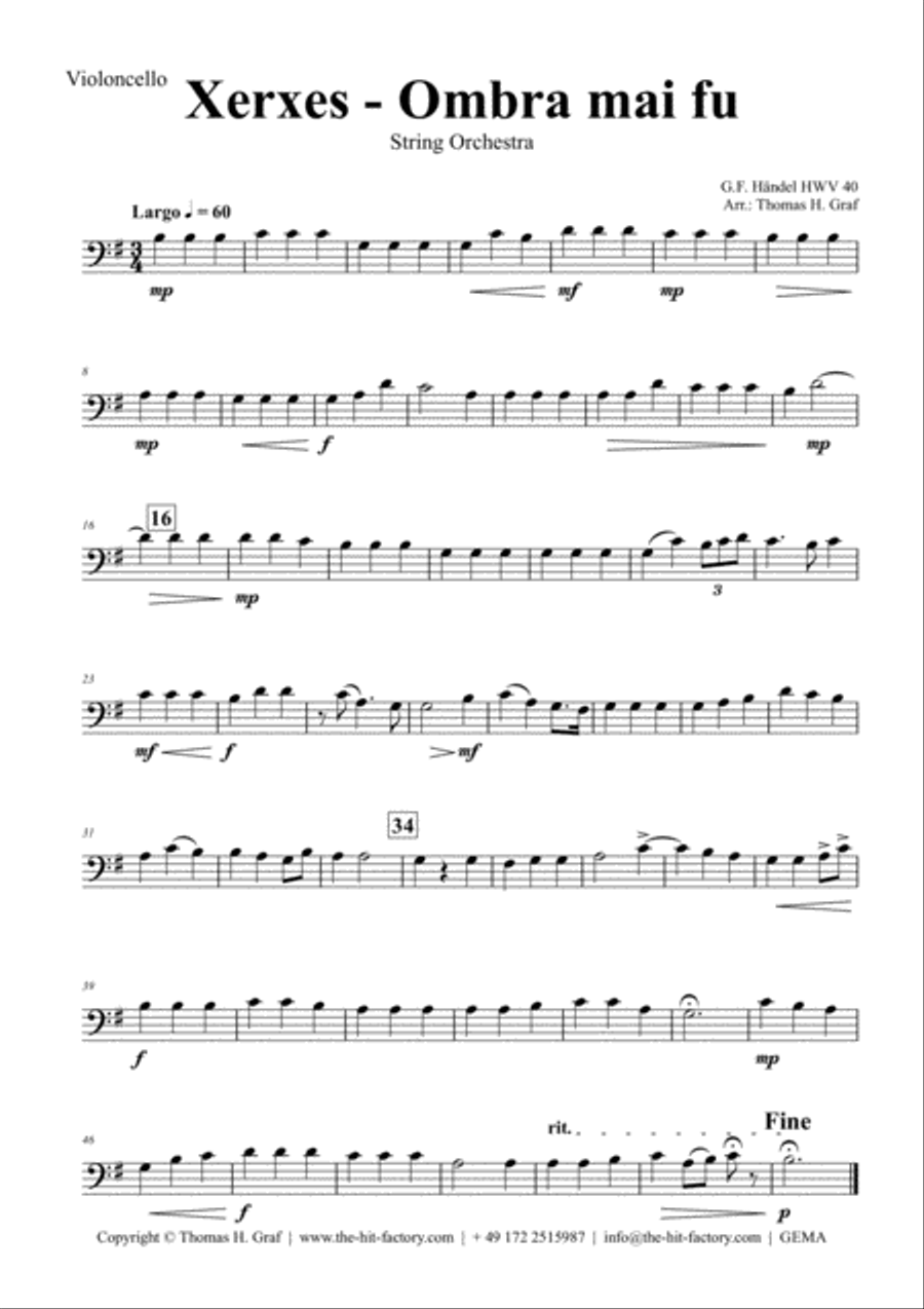 Xerxes Largo - Ombra mai fu - String Orchestra String Orchestra scores gallery preview page 6
