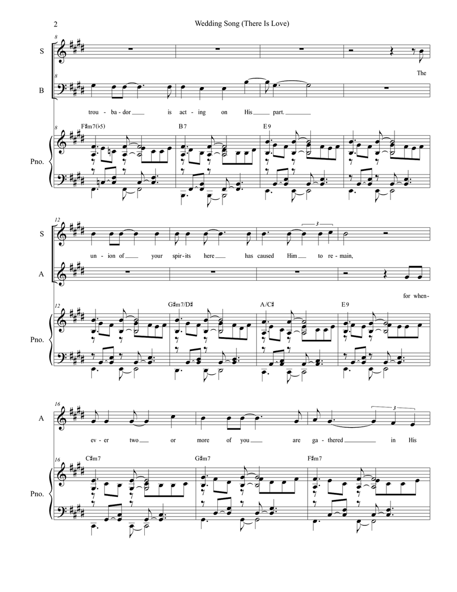 Wedding Song (there Is Love) Piano, Vocal scores gallery preview page 2