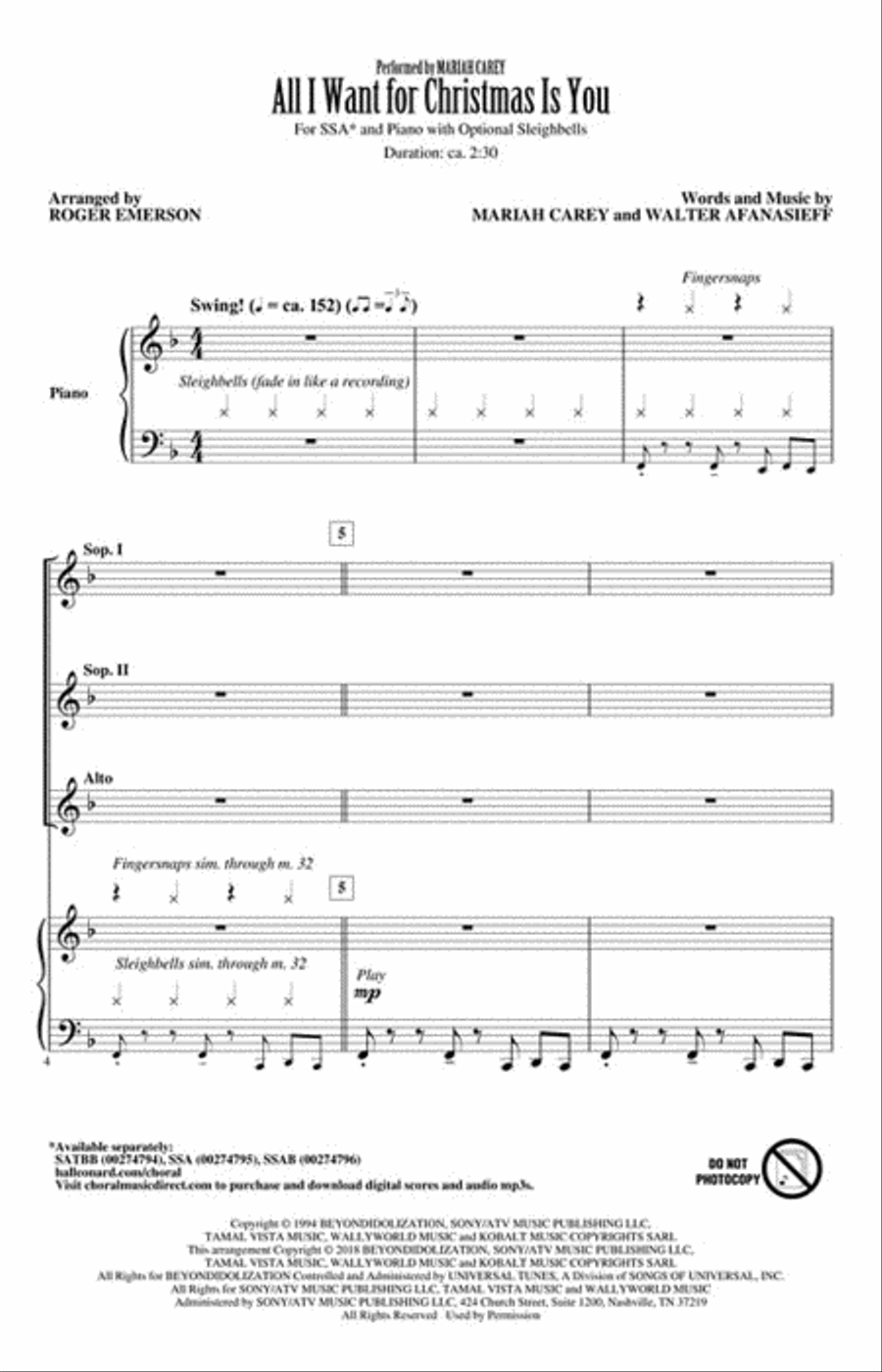 All I Want for Christmas Is You SSA scores gallery preview page 2