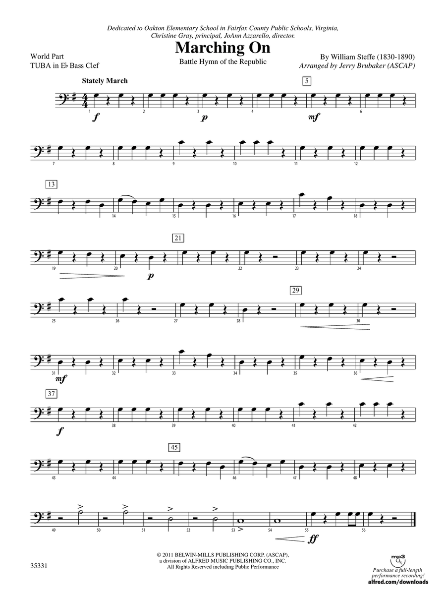 Marching On: (World Part) E-flat Tuba B.C.