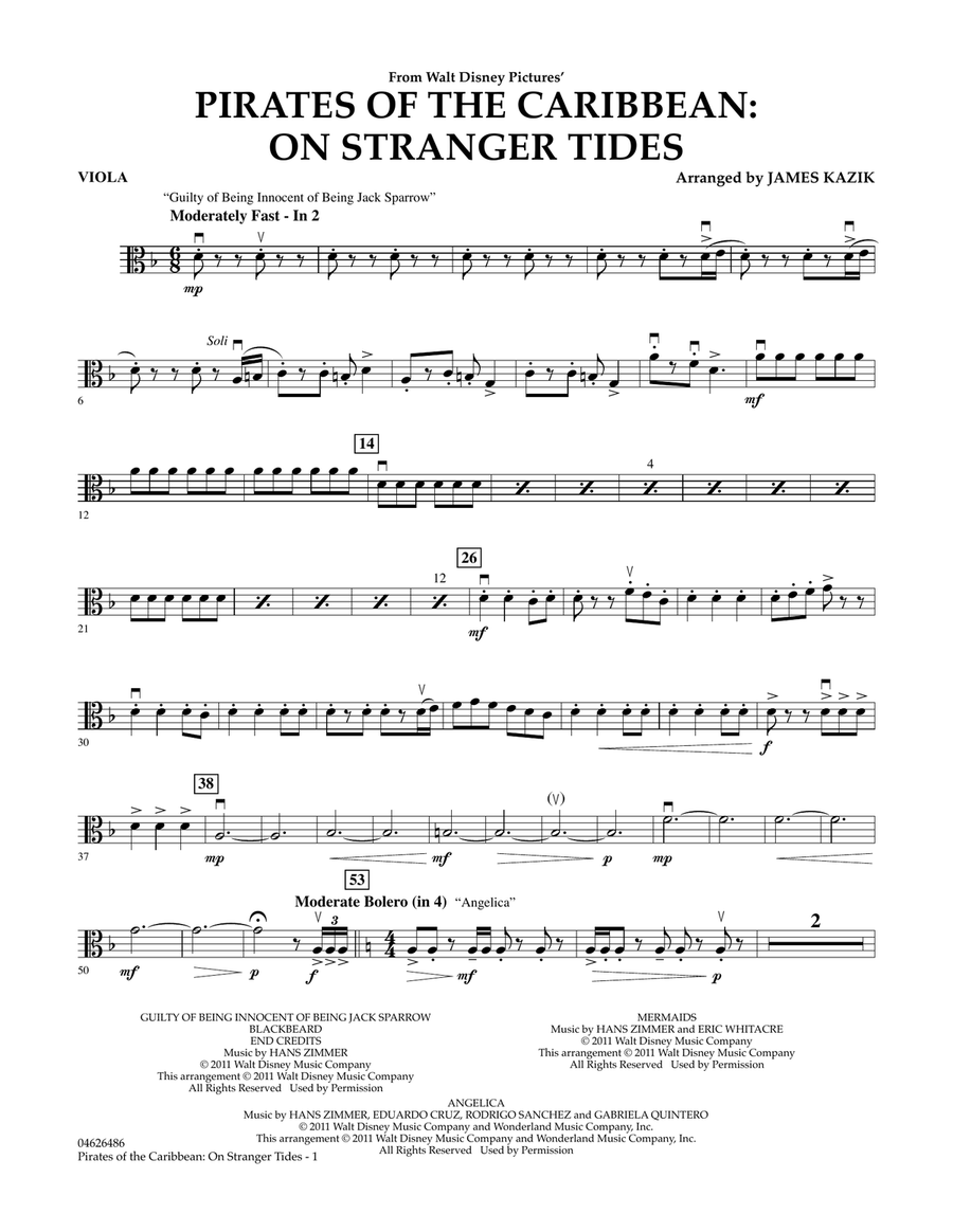 Pirates Of The Caribbean: On Stranger Tides - Viola Orchestra scores gallery preview page 1
