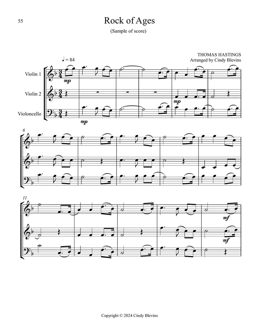 12 Favorite Hymns, Book 2, for Two Violins and Cello String Trio scores gallery preview page 4