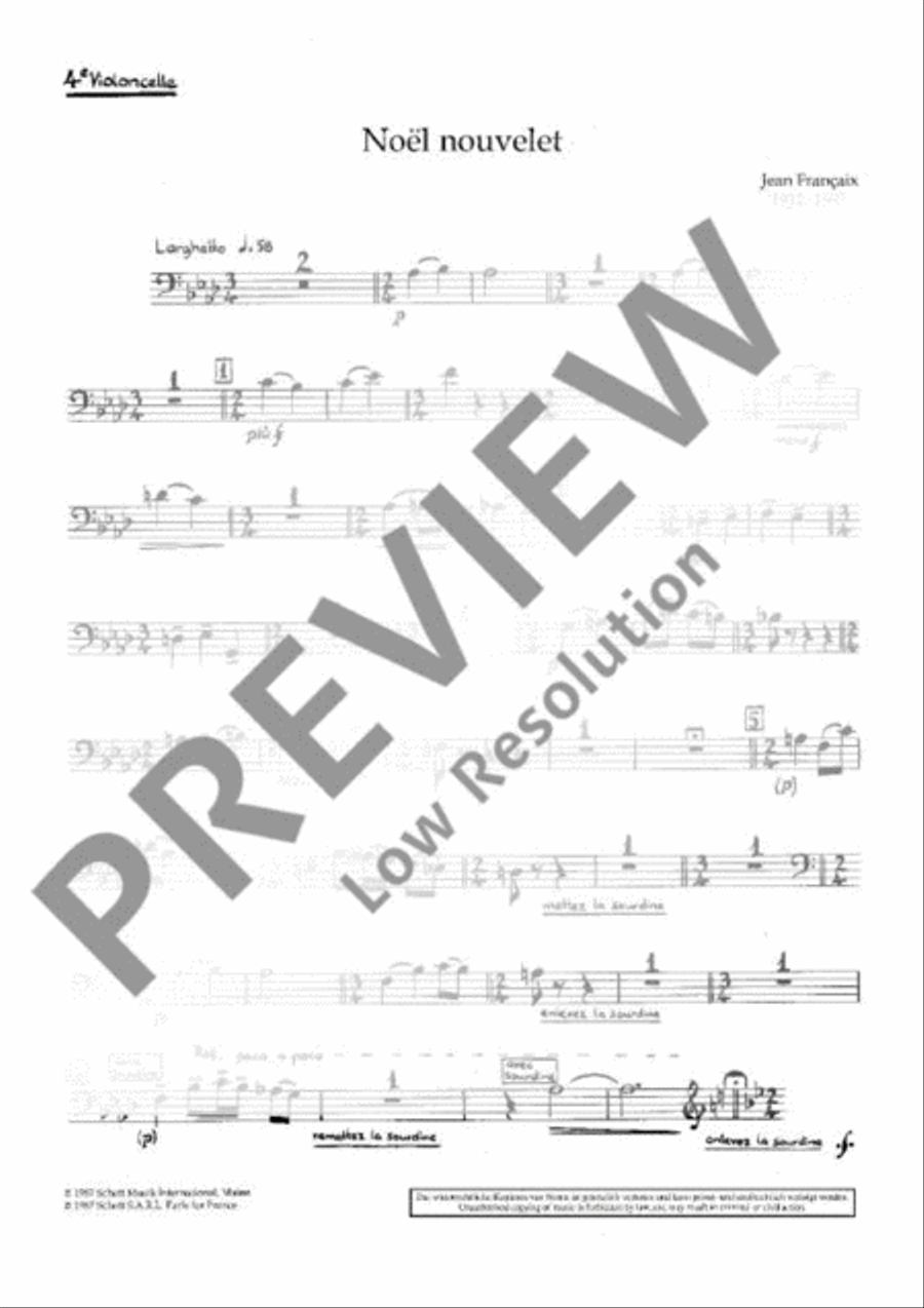 «Noël nouvelet» et «Il est né, le Divin Enfant» Cello scores gallery preview page 11