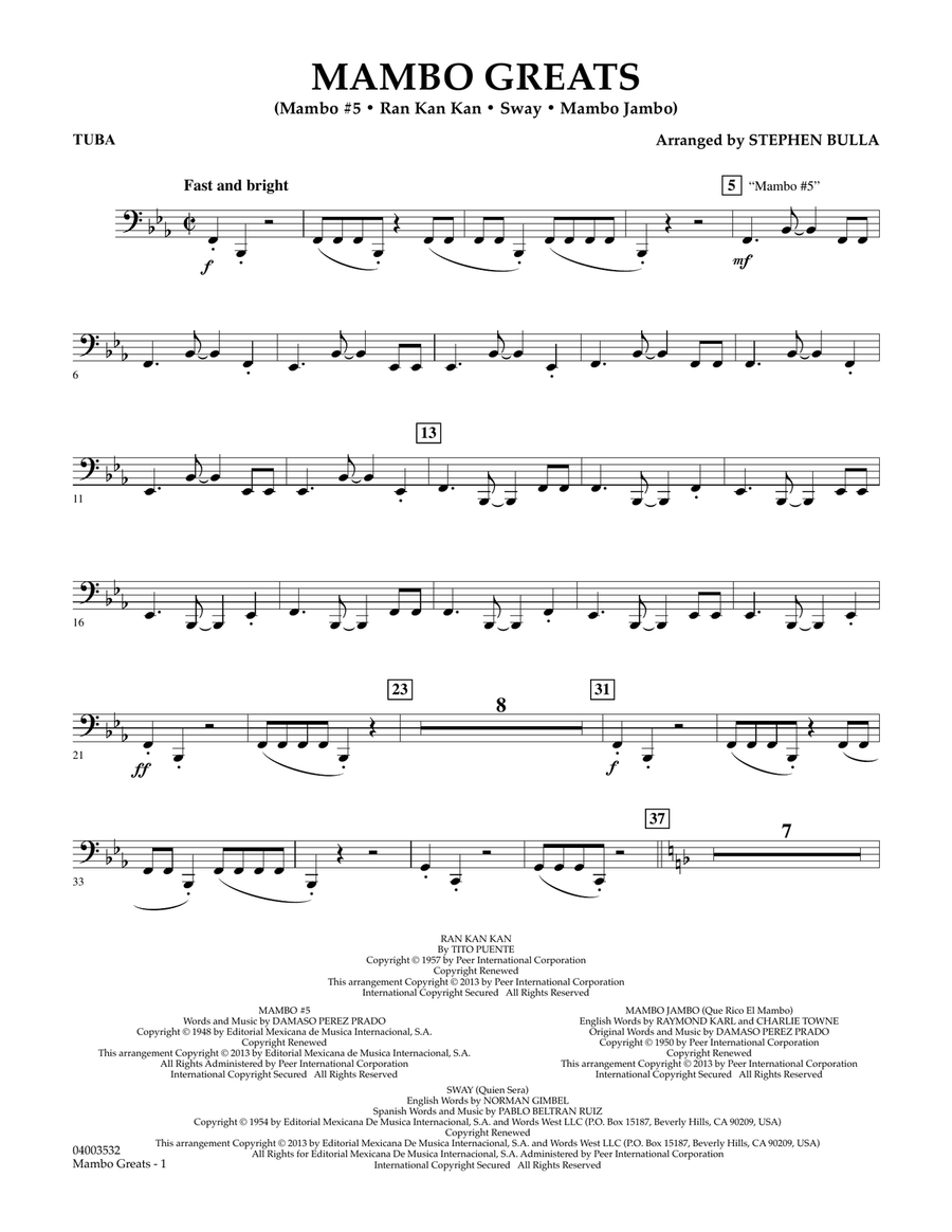 Mambo Greats - Tuba Concert Band scores gallery preview page 1