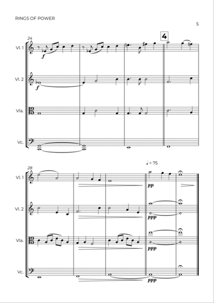 The Lord Of The Rings: The Rings Of Power String Quartet scores gallery preview page 5