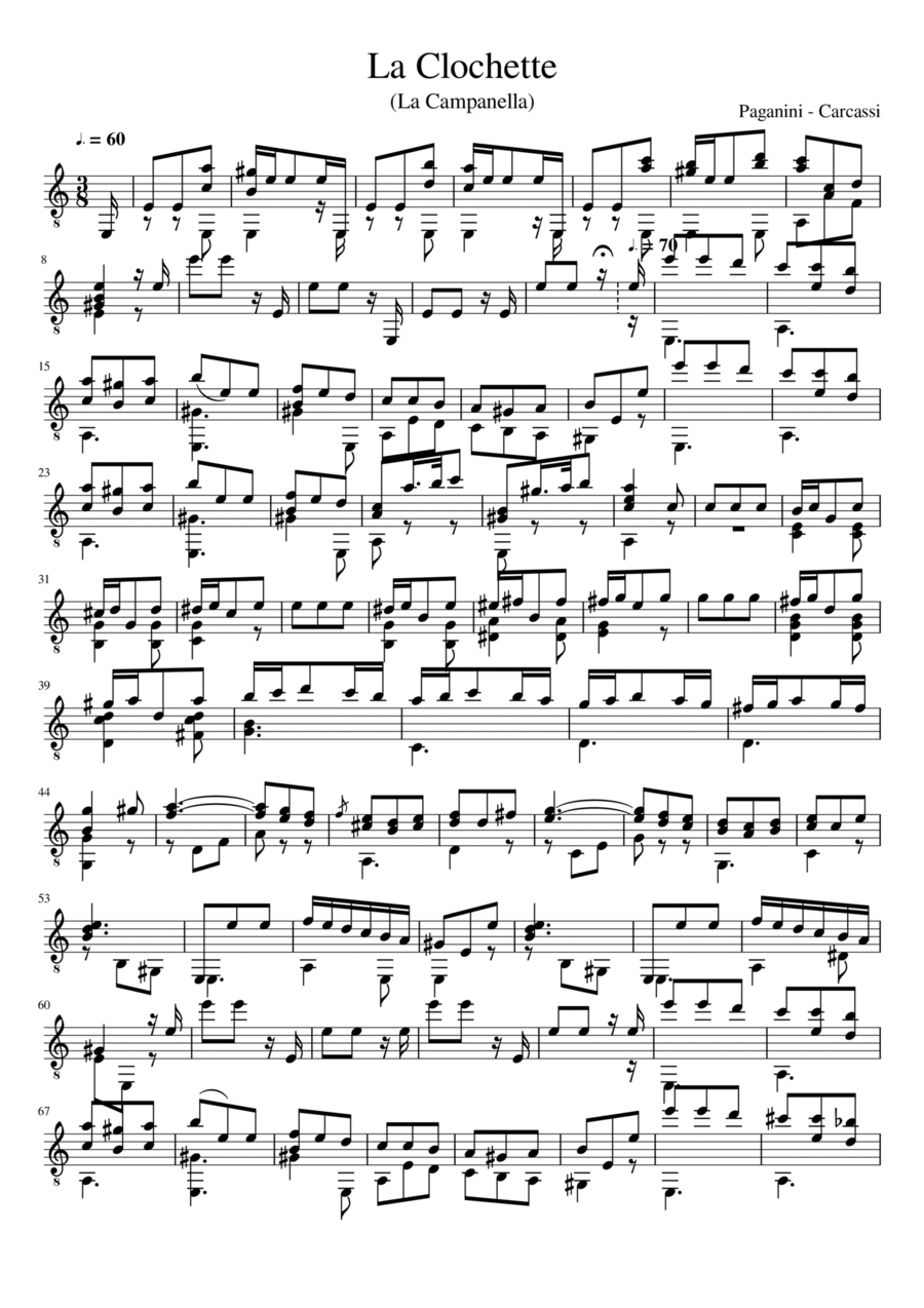 La Campanella (La Clochette) Piano, Vocal, Guitar scores gallery preview page 1