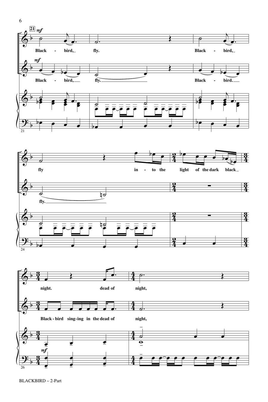 Blackbird (arr. Audrey Snyder) 2-Part scores gallery preview page 4