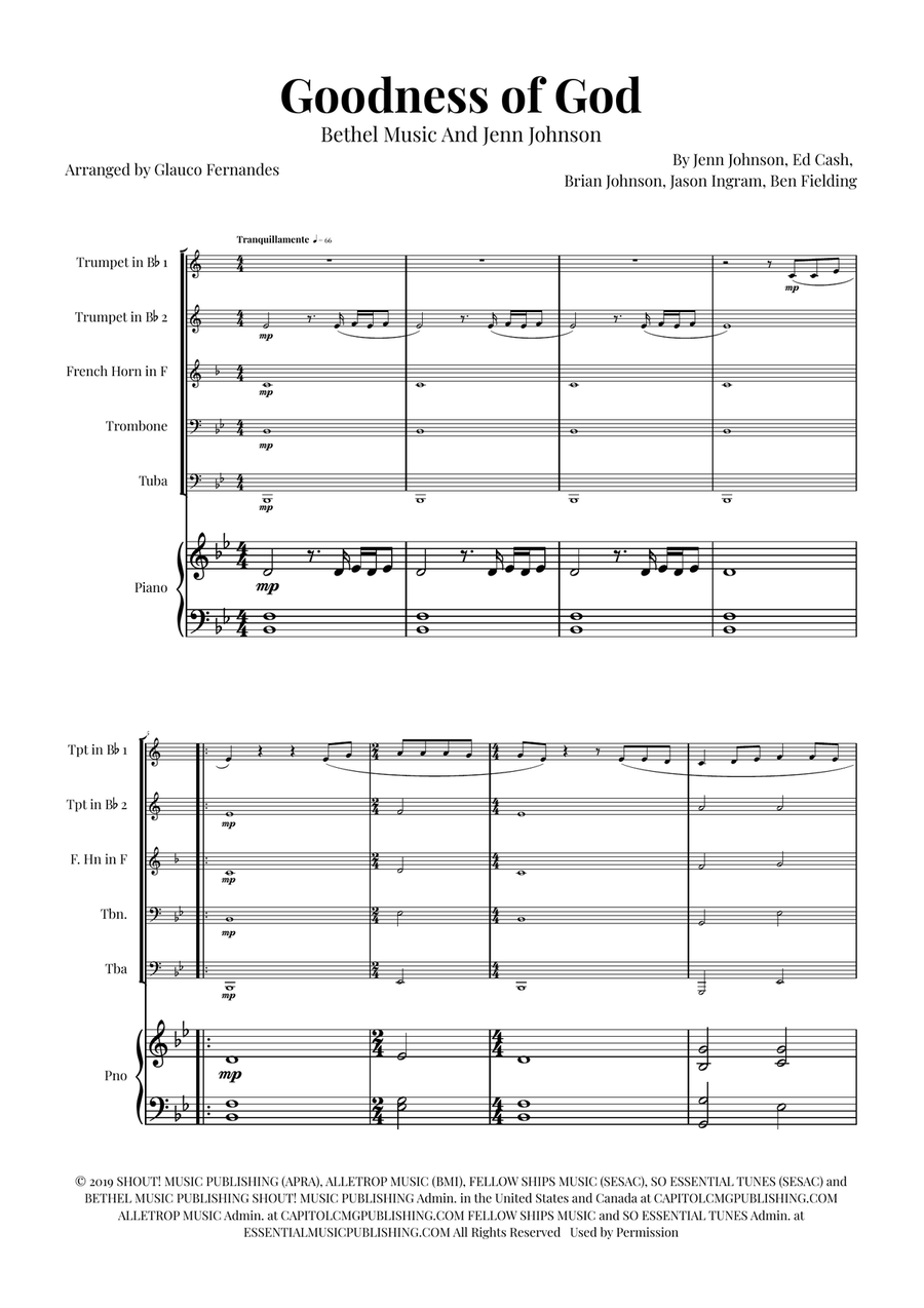 Goodness Of God Brass Quintet scores gallery preview page 1
