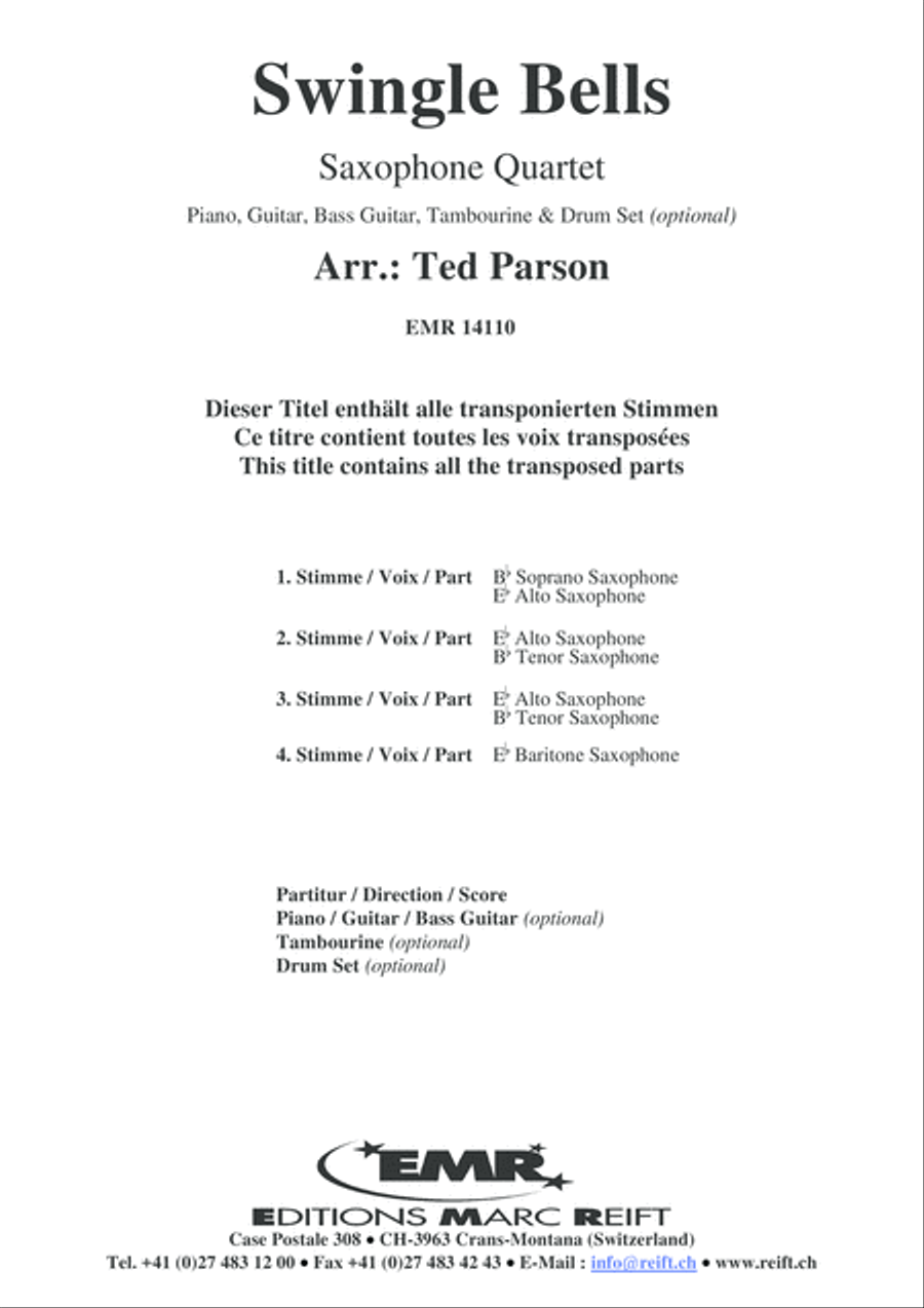 Swingle Bells Saxophone Quartet scores gallery preview page 2