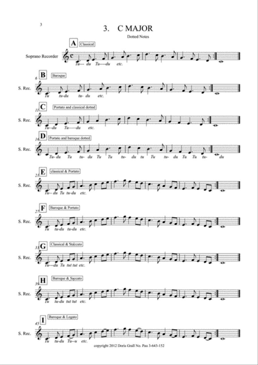 Book 1- Articulations on Major Scales for Soprano Recorder Woodwind Duet scores gallery preview page 5